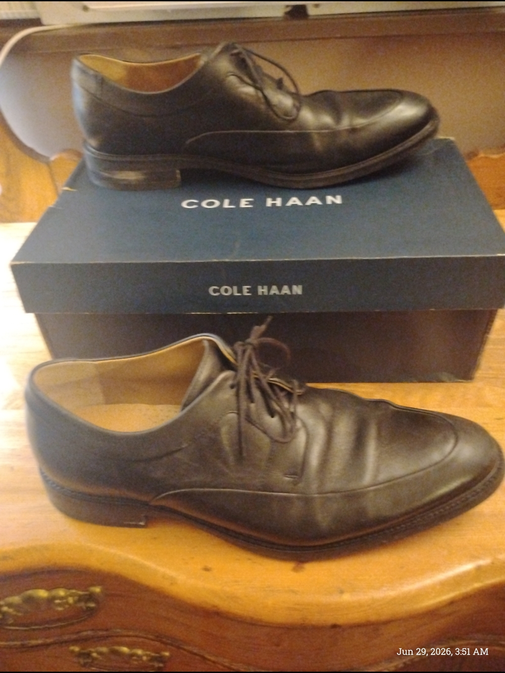 Cole Hann: Warren Apron Ox Men's Black Leather Dress Shoe C20159 Size 10.5M